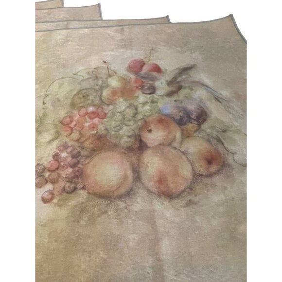 Set of 4 Vintage Cheri Blum Fruit Cloth Dinner Linens Napkins 18.5" Square - Picture 10 of 13
